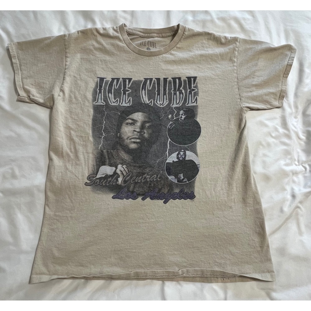 Ice Cube South Central Los Angeles Graphic T-Shirt Tan Large Hip Hop Rap Tee